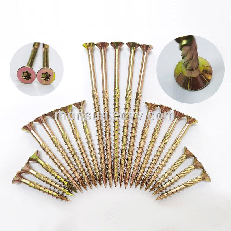 Furniture Screw With Nibs cutting Knurling Zinc double countersunk head wood screws manufacturer