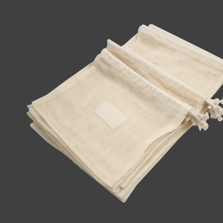 Cotton Mesh Drawstring Bag Cotton Net Bag Promotional Mesh Bag