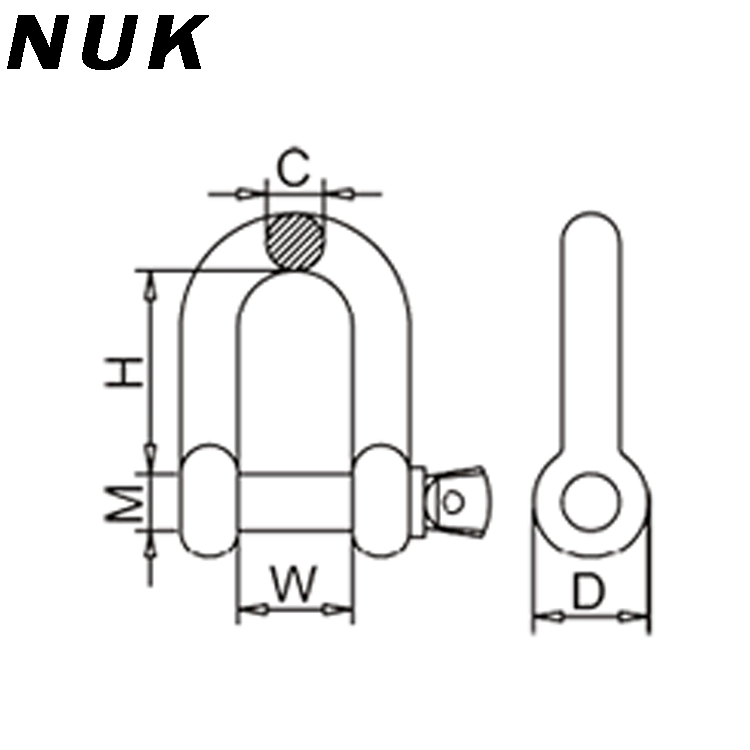 Stainless steel marine grade 304 316 European standard D shackle