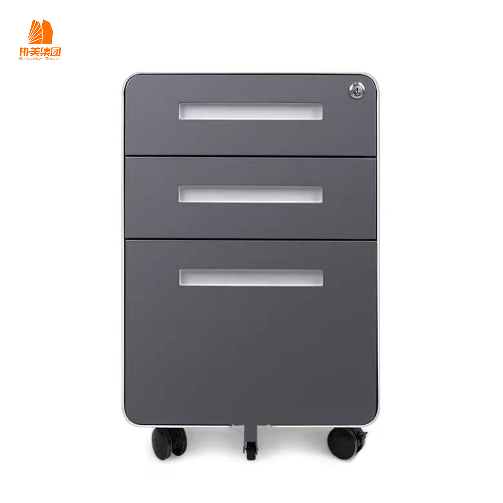 Modern Round Angle 3 Drawer Filing Cabinet Mobile Pedestals in Steel