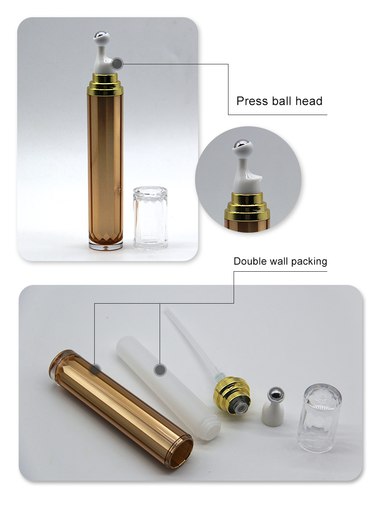 Acrylic eye cream rolling bottle stainless steel rolling ball cosmetic eye cream essence packaging bottle