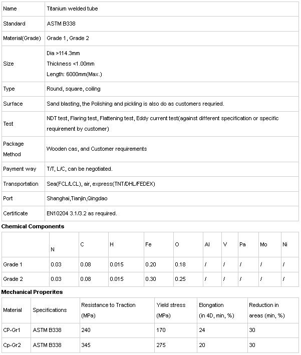 Gr2 ASTM B337338 ASTM B861 pure titanium tube