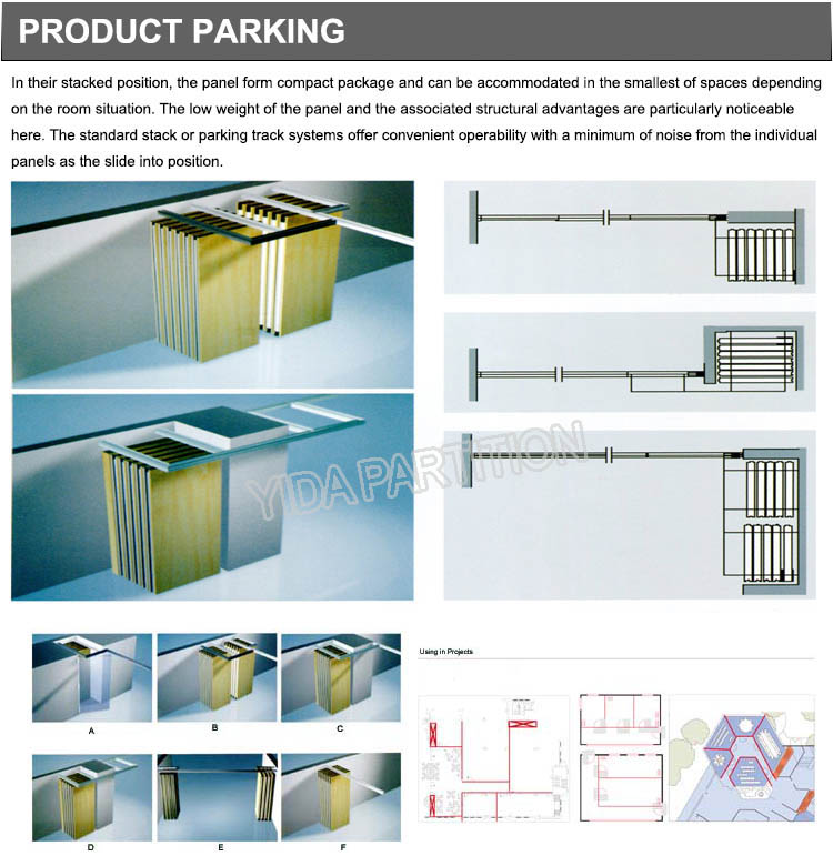 Soundproofing Operable Aluminum Alloy Frame Melmaine Board Movable Partitions for Hotel and Restaurant