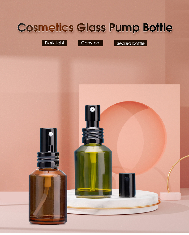 Wholesale cosmetic packaging 30ml empty Custom liquid serum lotion foundation glass bottle with pump