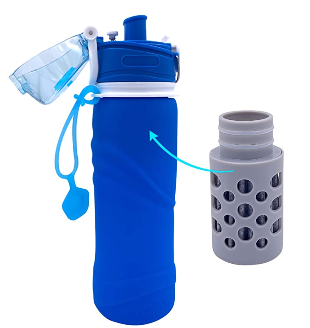 750ml Personal Foldable Silicone Sport outdoor water filter Bottle BPA Free