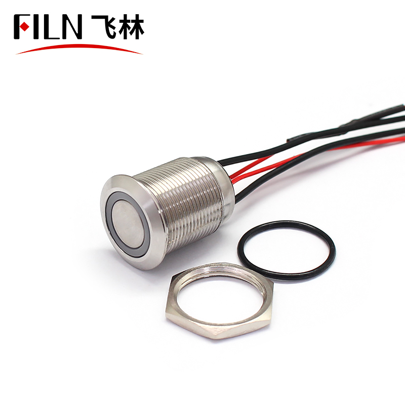 5A 250V 19mm Lock ON OFF Shortest IP68 Waterproof 12V LED Push Button Switch with light