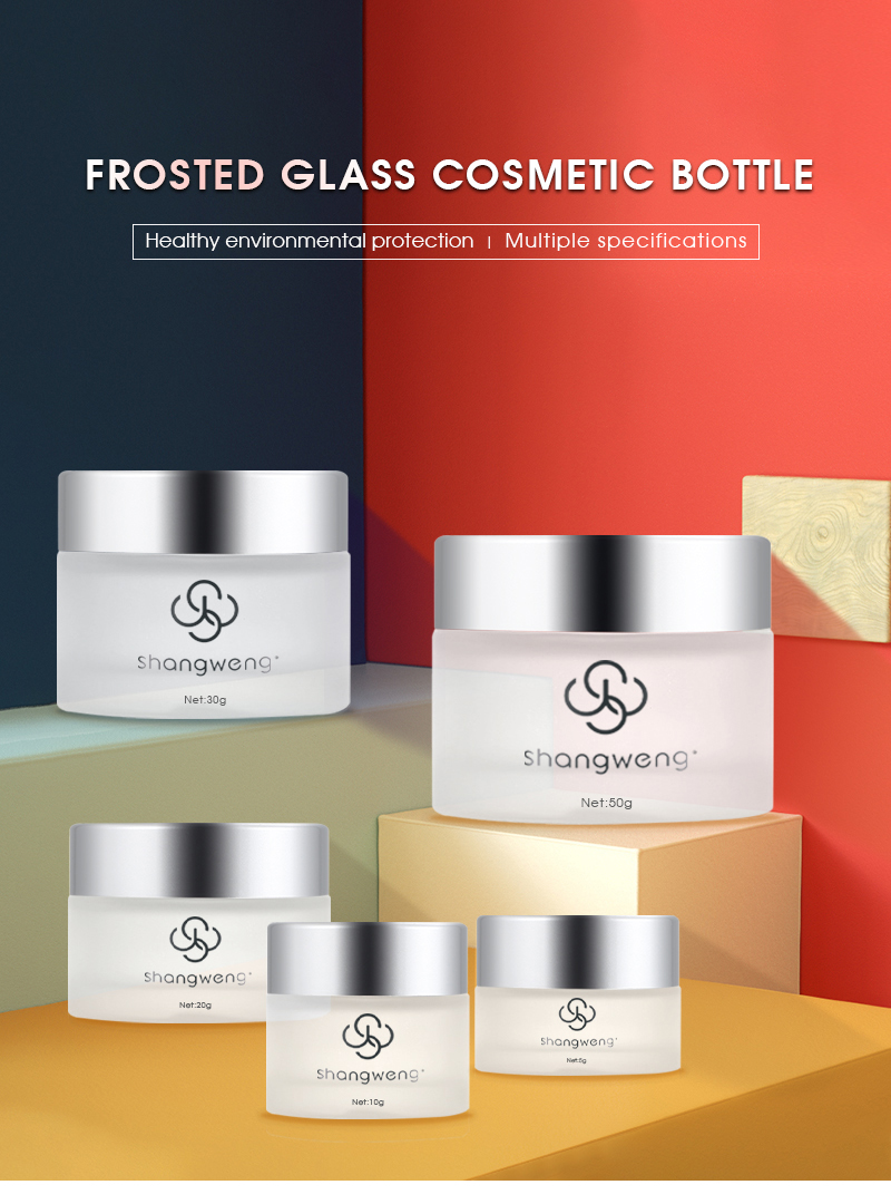 High Quality Cosmetic Cream Bottle Frosted Glass Bottle with Dumb Silver Bright Silver Lid