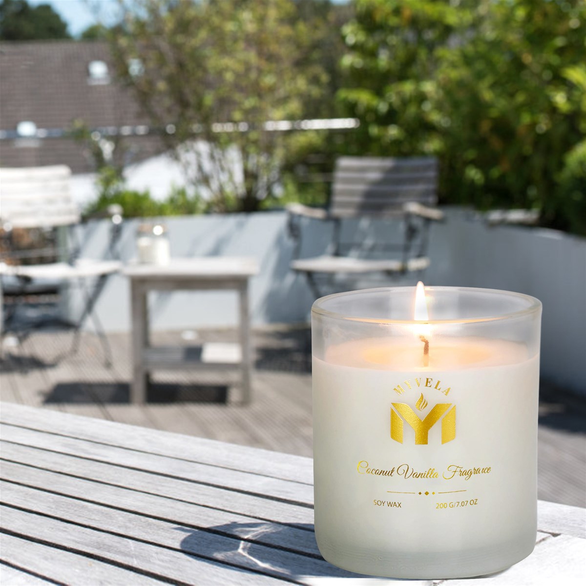 Scented Candle Coconut Vanilla Fragrance 707 Oz Soy Wax 40 Hours Long Lasting Burning