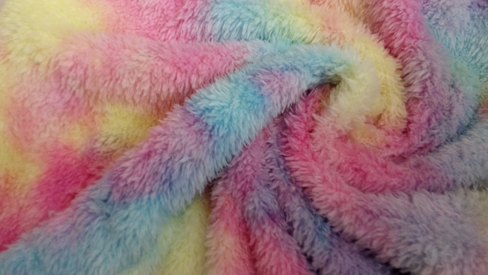 tie dyed pv blush sherpa knitted fleece fabric