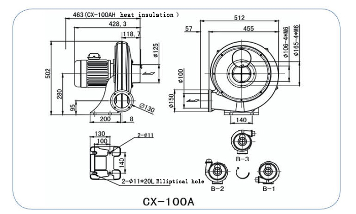 1500W 5535A Aluminum Medium Pressure Centrifugal Air Blower Factory in China CX100A