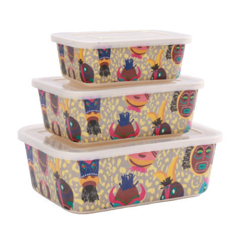 OEM approved rectangular custom airtight reusable biodegradable stackable bamboo fiber food storage container set