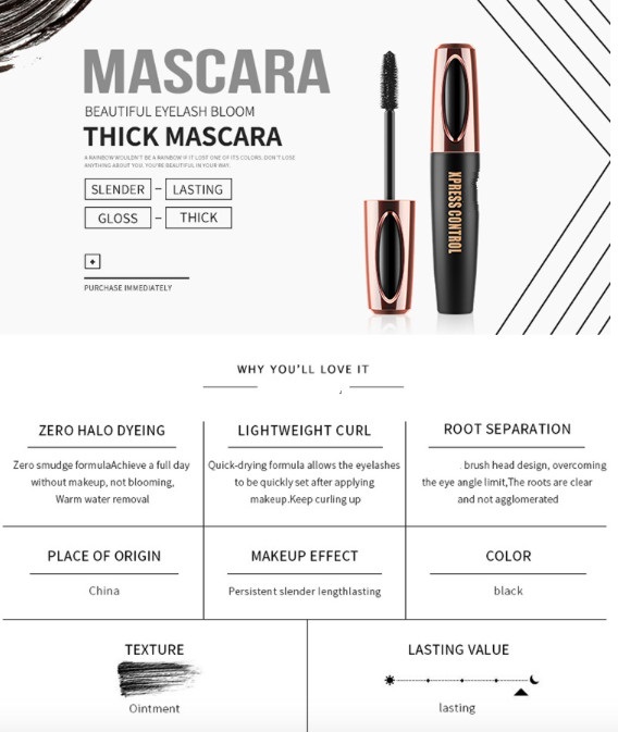 Customized Waterproof Organic 4D Silk Fiber Mascara