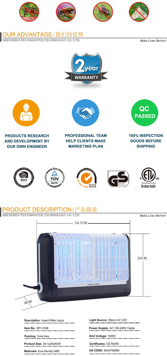 Boyoud Indoor UV LED 1000V Mosquito Killer Lamp Electric