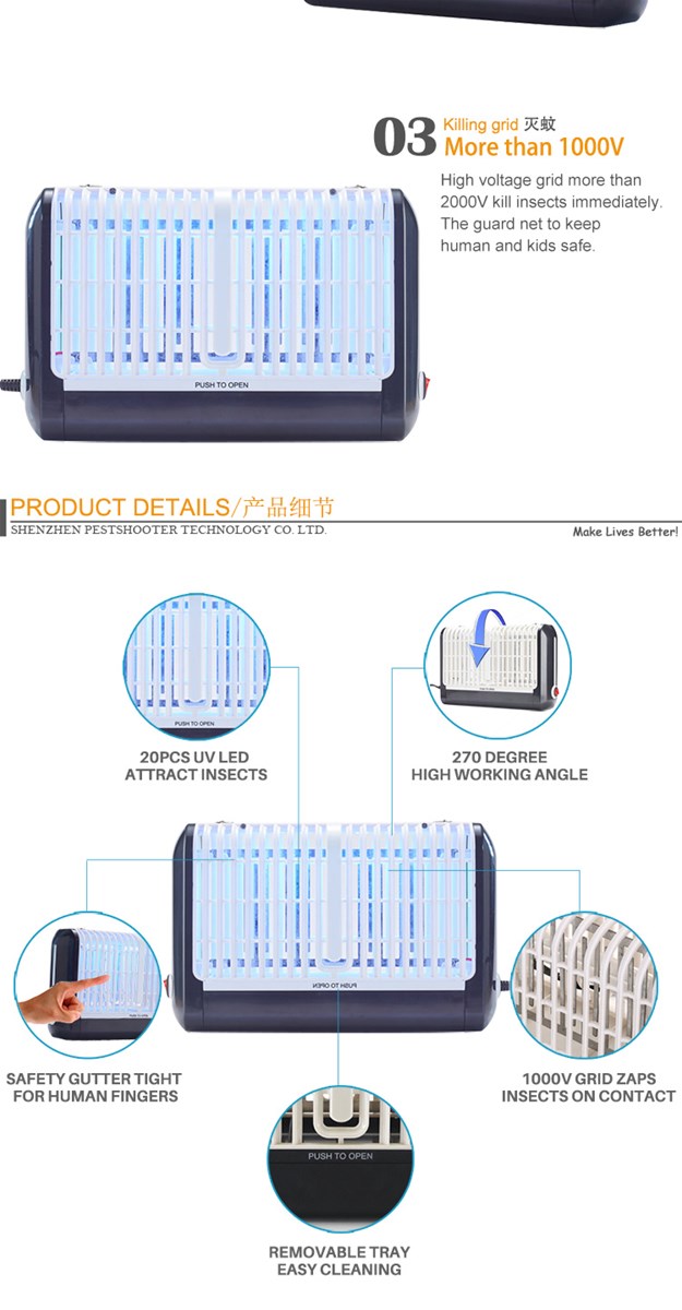 Boyoud Indoor UV LED 1000V Mosquito Killer Lamp Electric