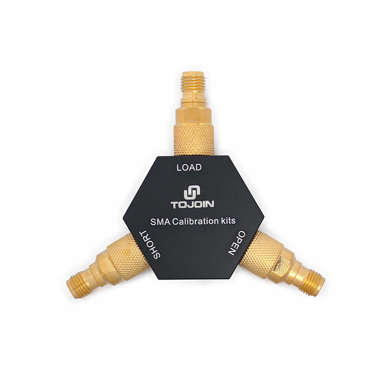 SMAK calibrator for network analyzers with open short and loadgoldplated brass