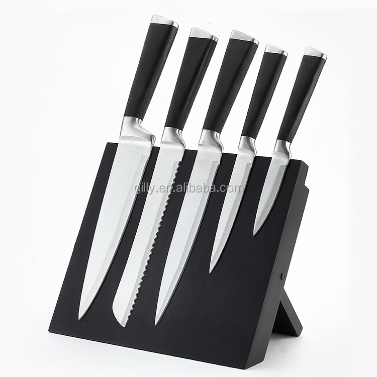 6pcs stainless steel hollow handle kitchen knife set with magnetic stand