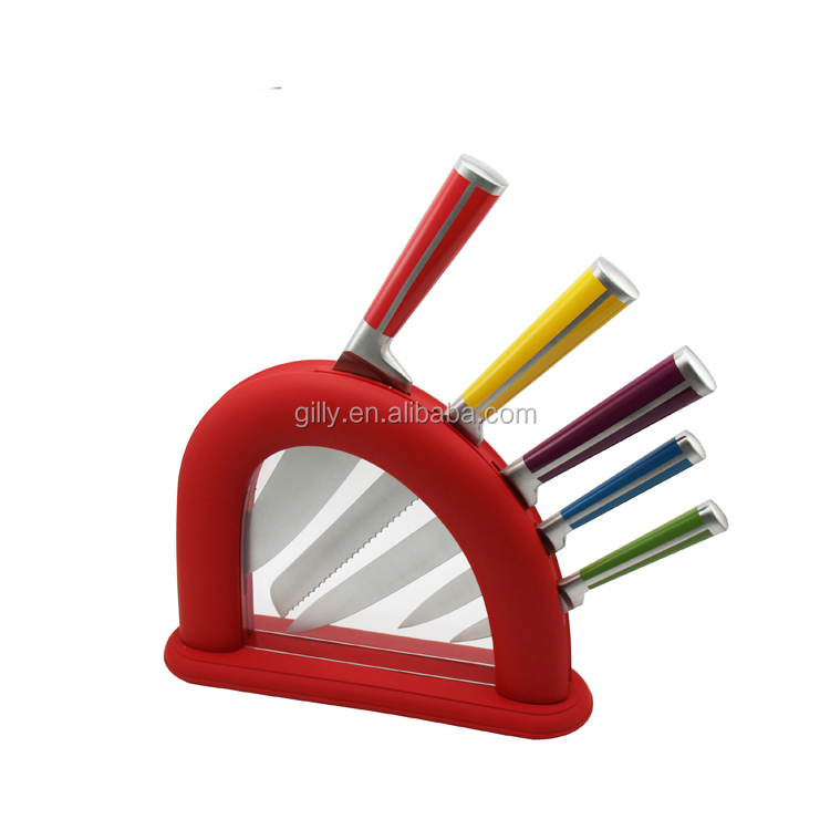 2021 hot sales products colorful hollow handle chef knife set knives block set