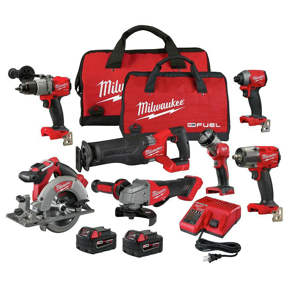Milwaukee 299827 M18 FUEL BL LiIon 7Tool Combo Kit w 2 Batteries 5 Ah Milwaukee 299827 M18 FUEL BL LiIon 7Tool Combo Kit w 2 Batteries 5 Ah