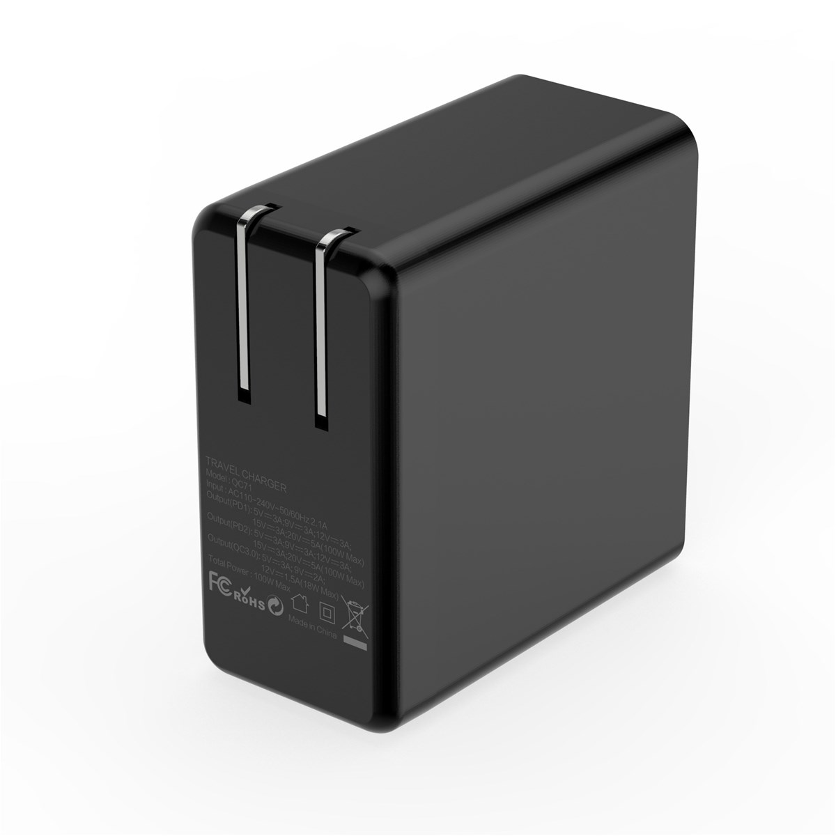 PD100W Fast Charging Wall Charger for Smart Phones and Laptops with 2 Type C Ports and 1 USB A Port