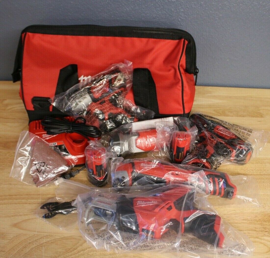 Milwaukee 249925 M12 5Tool Combo Kit w 2 Batteries OPEN BOX Milwaukee 249925 M12 5Tool Combo Kit w 2 Batteries OPEN BOX