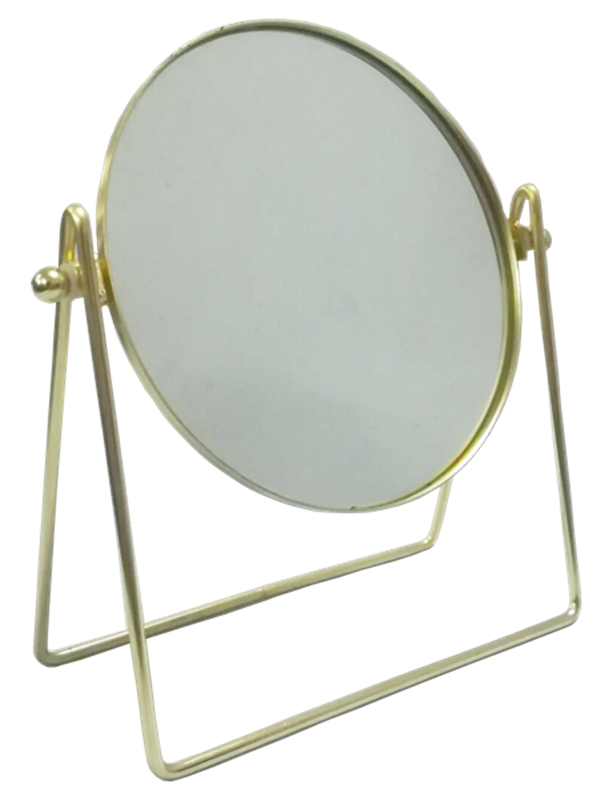 6 inch golden color makeup mirrordesktop standsingle flat clear mirror and metal back panel360 roatinglady gift