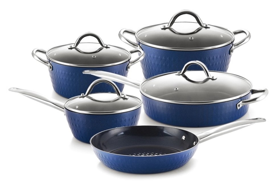 Aluminum forged diamond ceramic nonstick cookware set