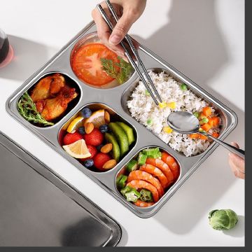 Multisize Stainless Steel Round Food Plates Kitchen Serving Plate