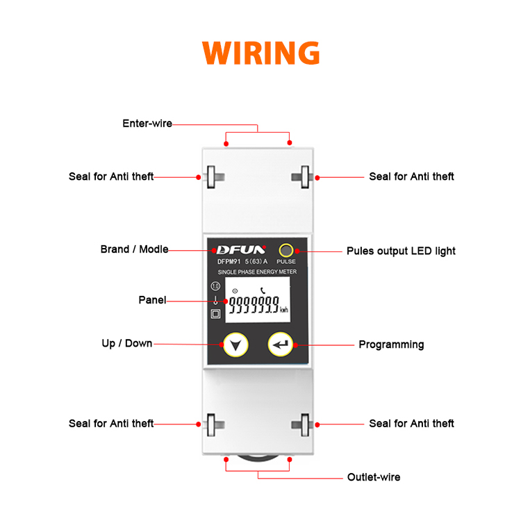 DFUN DFPM91 DinRail Multifunction Electricity Energy Meter for Inverter