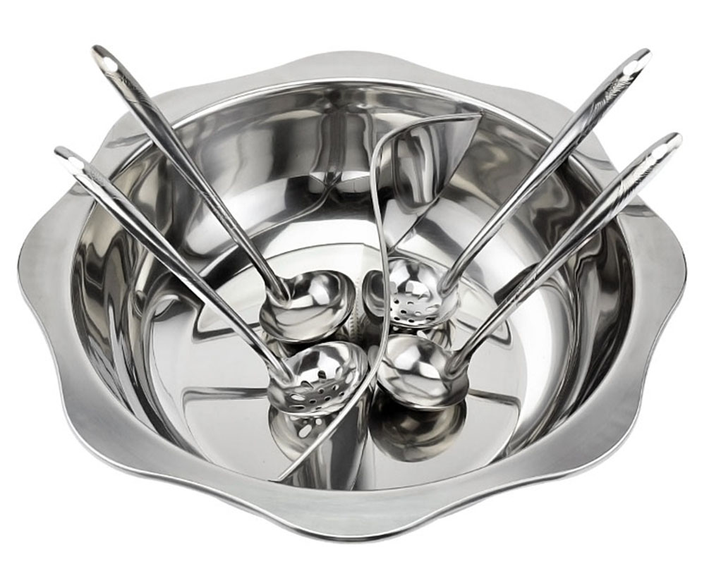 Hot Pot Stainless Steel Antiside Octagonal Simmered Twopot Soup Pot Induction Cooker