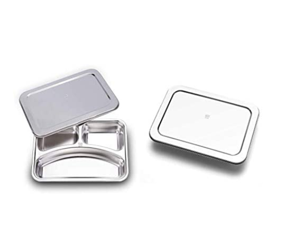 100 Stainless Steel 3 In 1 Three Compartment Divided Dinner Plate