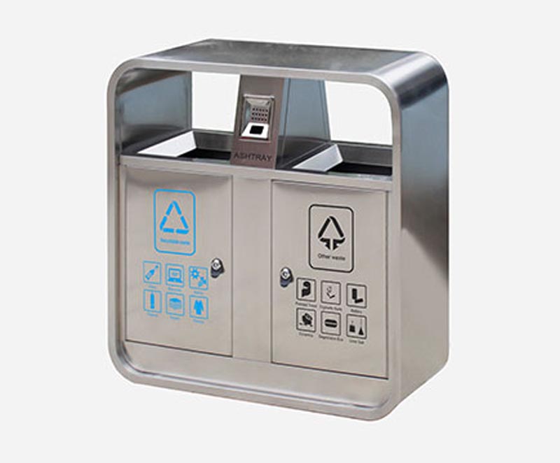 MAXHB220 Outdoor Stainless Steel Rubbish Bin With Ashtray For Street