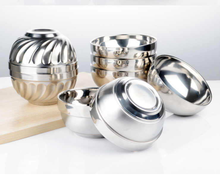 Heavy Duty Heat Insulated Brushed Stainless Steel Serving Bowls