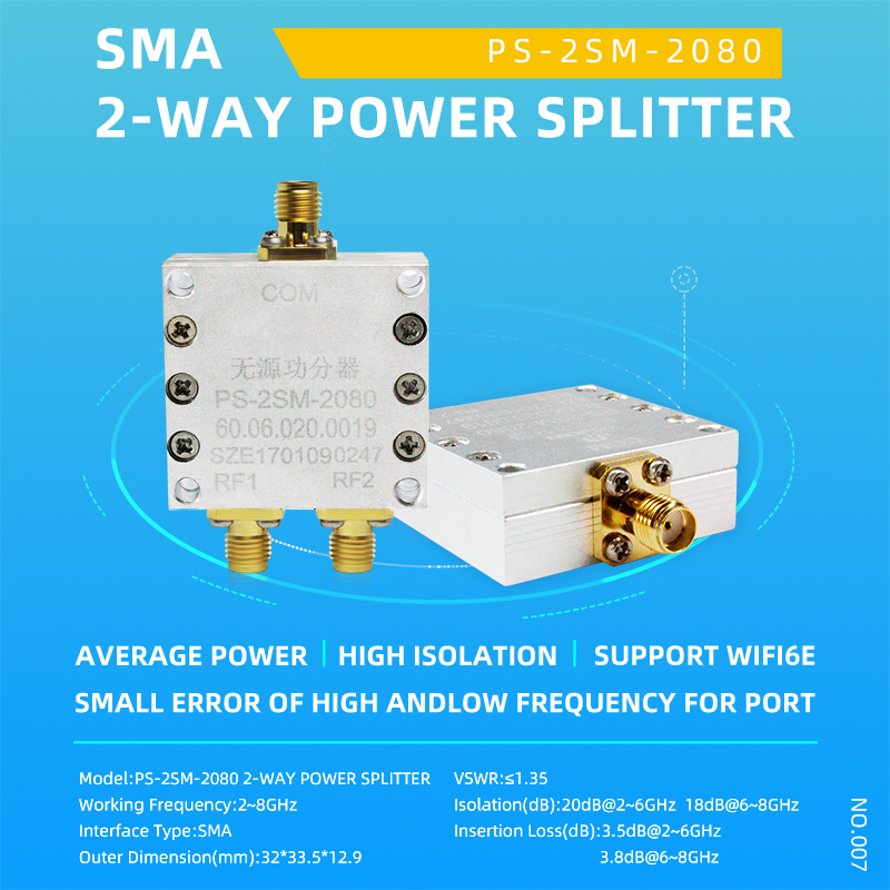 088GHz Precision 2 Way Power Splitter Power Divider with SMA Connector