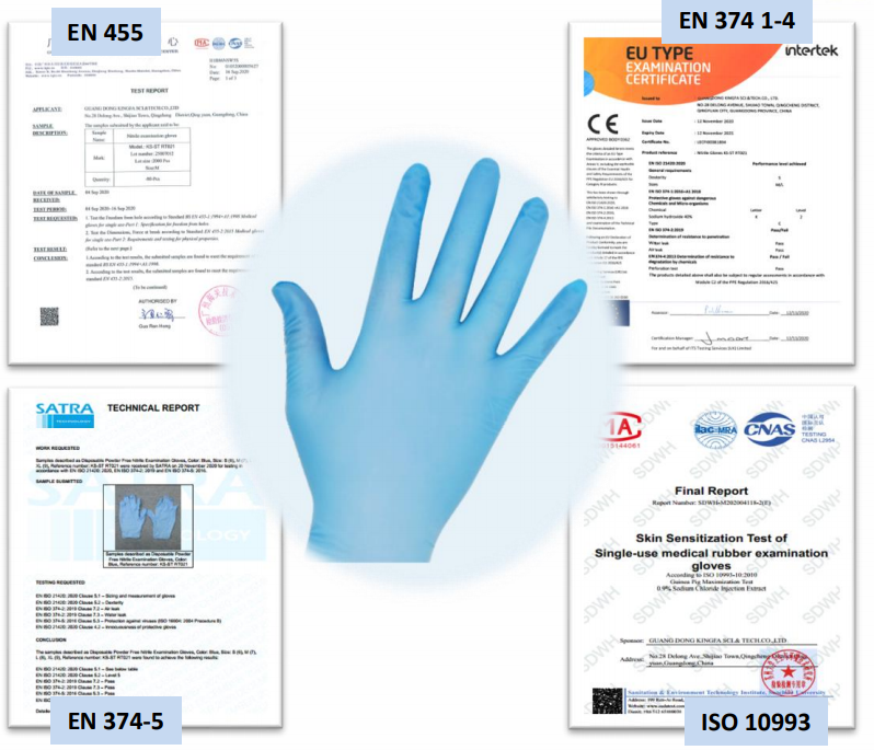 Disposable multifunctional medical blue nitrile powder free CE FDA 510k