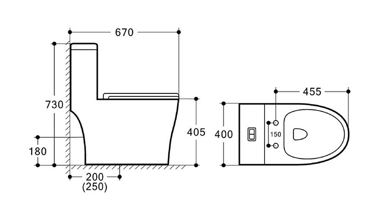 Modern design sanitary ware ceramic washdown one piece toilet bowl with design patent