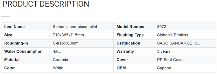 Factory supply bathroom commercial siphonic one piece toilet with good price