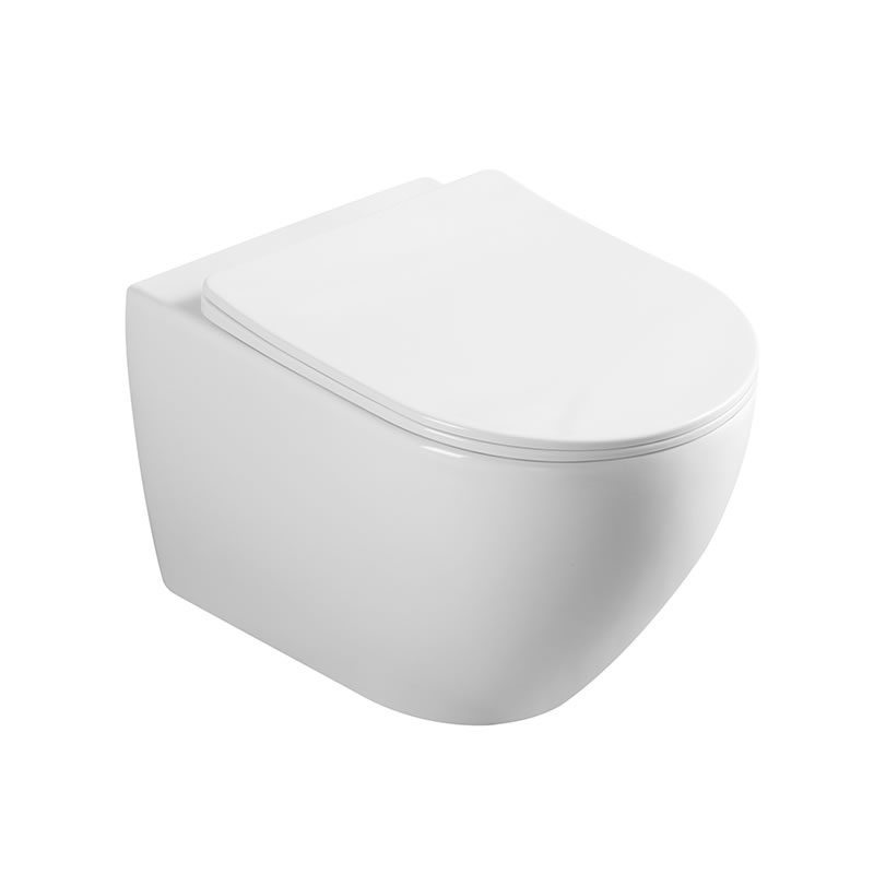 Manufactures European modern round washdown rimless Ptrap wallhung toilet set for home hotel bathroom