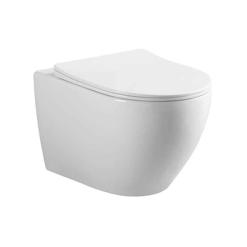 Manufactures European modern round washdown rimless Ptrap wallhung toilet set for home hotel bathroom