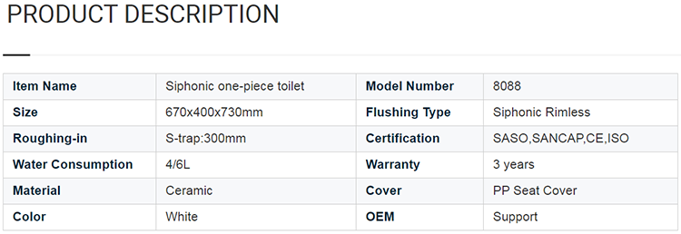 Modern design sanitary ware ceramic remless siphonic one piece wc toilet bowl with ce saso