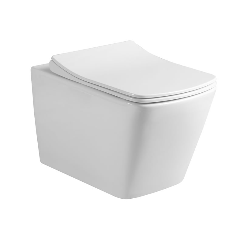 Modern square washdown rimless Ptrap wall mounted toilet for home bathroom