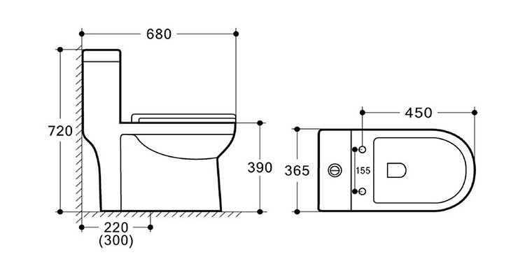 New design Sanitary ware Siphon onepiece toilet for India toilet 220mm roughin