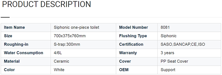 Popular OEM Strap siphonic one piece water closet for bathroom ceramic