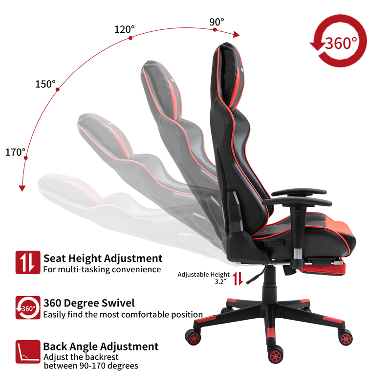 Cheap Modern Ergonomic Adjustable Armrest Racing Silla Swivel Gaming Seat Office Chair with Footrest and Massage Custom