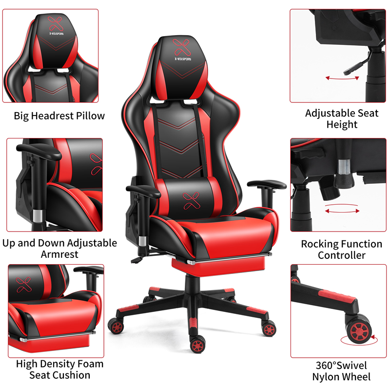 Cheap Modern Ergonomic Adjustable Armrest Racing Silla Swivel Gaming Seat Office Chair with Footrest and Massage Custom