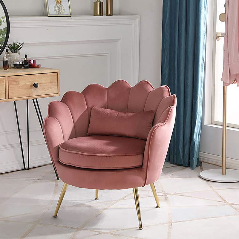 High Quality Luxury Solid Wood Velvet Fabric Metal Leg Design Cushion Seat Hotel Coffee Leisure Chair for Living Room Fu