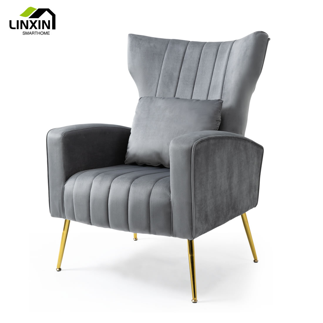 High Quality Modern Luxury Wood Frame Velvet Fabric Backrest and Seat Cushion Removable Arm Chairs Living Room Home Furn