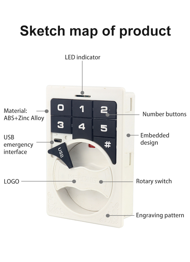 KERONG Embedded Electronic Digital Code Cabinet Latch Combination Cam Locker Lock