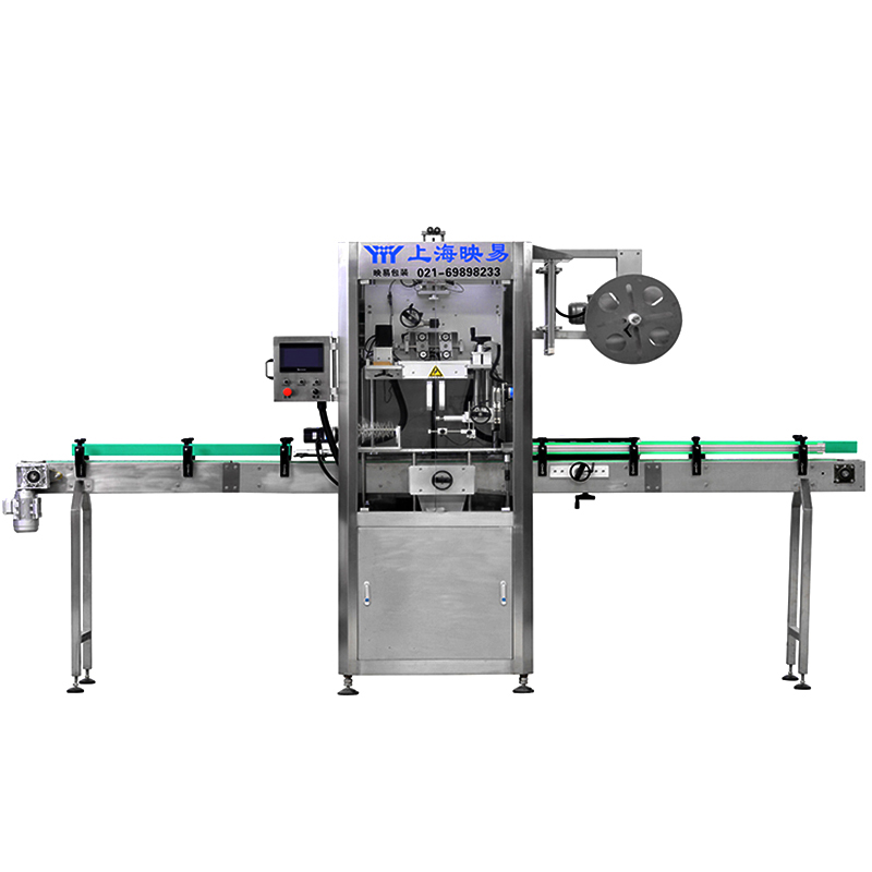 Automatic shrinking sleeve labeling machine bottle labeler wrapper label application machine etikettiermaschine