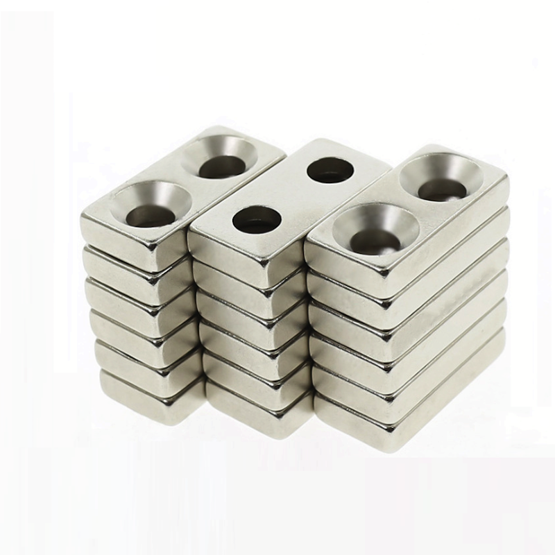 Neodymium iron boron strong magnetic square magnet with hole