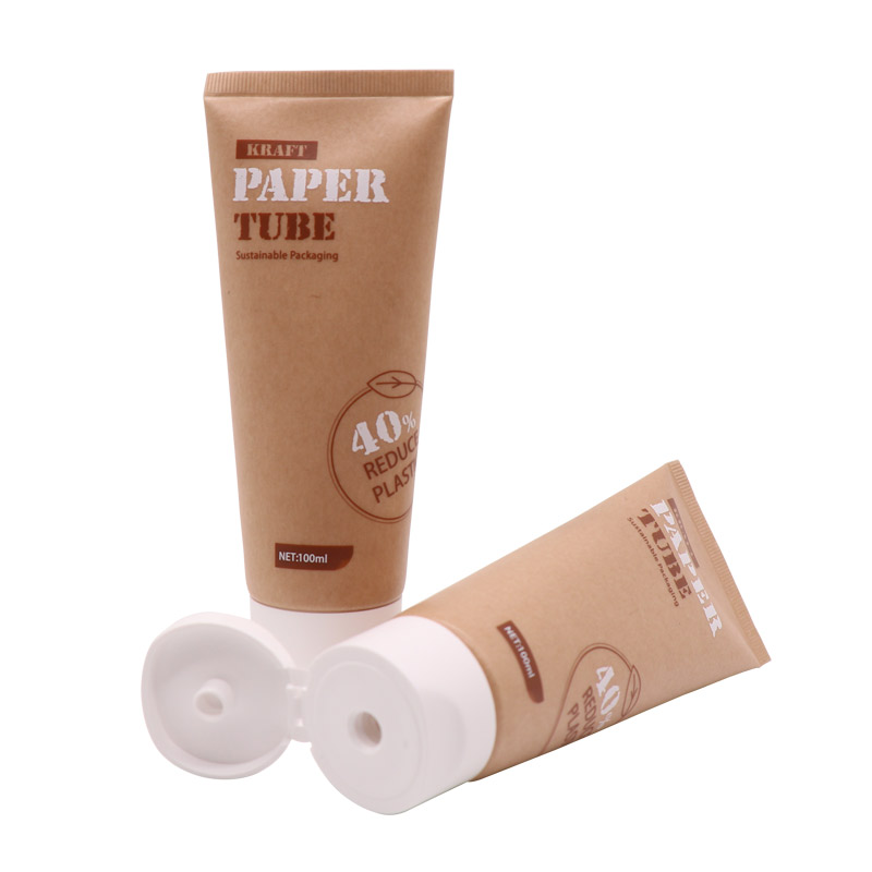 Eco-Friendly Sustainable Waterproof Kraft Paper Squeeze Cosmetic Hand Cream Tube